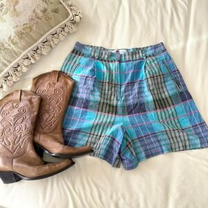 Plaid cotton high‎ waist shorts 100% cotton size medium